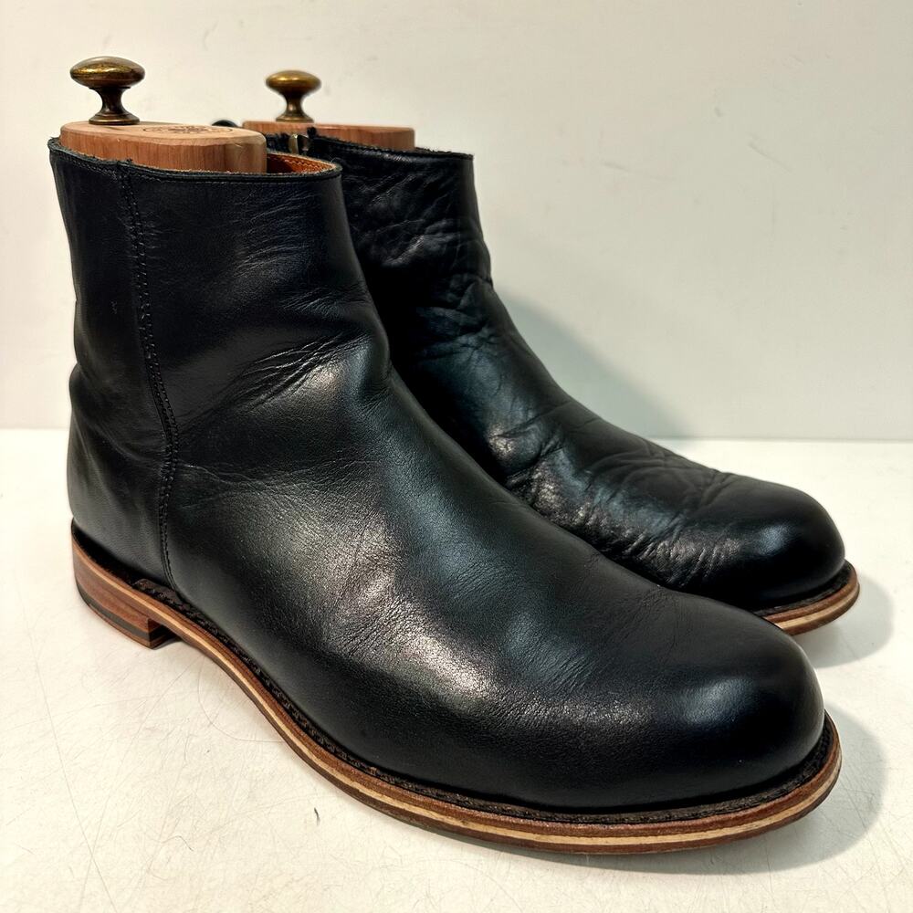 NEW HEELS Rancourt & Co. x Helm Pablo Zip Moto Ankle Boot Black Horween USA 11 D